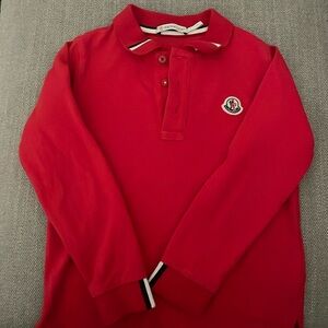 Red long sleeves Authentic Moncler collar shirt Size 6 boys
